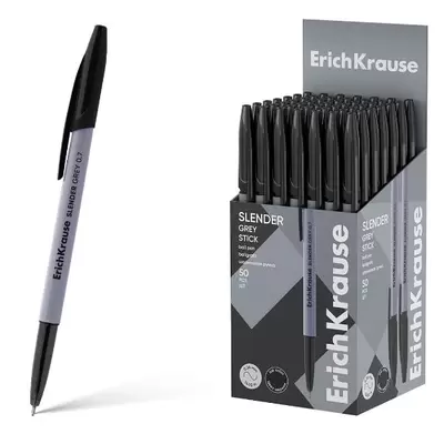 Ручка шариковая ERICH KRAUSE Slender Stick Grey 0,7мм, черный