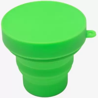 Стакан-непроливайка deVENTE Mini, складной, силиконовый, зеленый, с крышкой