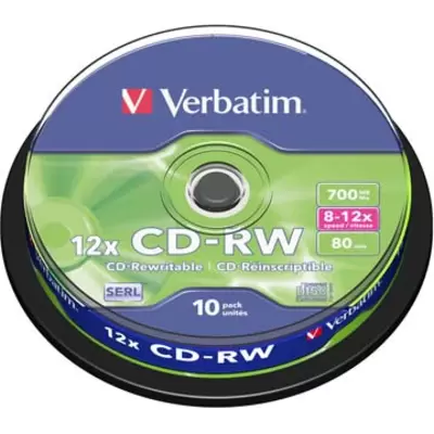 Диск CD-RW VERBATIM 700 Mb 8x-12x CB10
