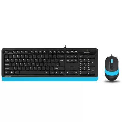 Комплект (клавиатура+мышь) A4 Fstyler F1010, проводной, черный и синий