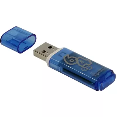 Флеш-драйв 64ГБ SMARTBUY Glossy USB 2.0, голубой