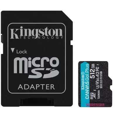 Карта памяти microSDXC UHS-I U3 Kingston Canvas Go! Plus 512 ГБ, 170 МБ/с, Class 10