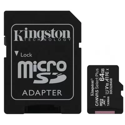 Карта памяти microSDXC UHS-I Kingston Canvas Select Plus 64 ГБ, 100 МБ/с, Class 10