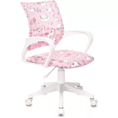 Кресло BUROKIDS 1 W-UNICORN розовые единороги/пластик белый