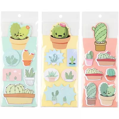 Набор закладок бумажных КОКОС Cactus, 6цв., 15 листов