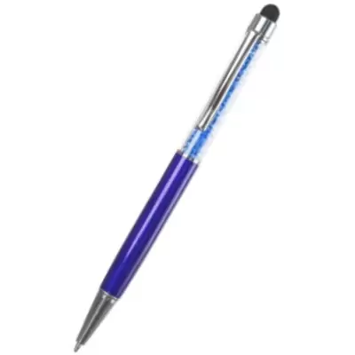 Ручка шариковая автоматическая BASIR со стилусом, корпус комбинированный, стразы, без ШК, синий