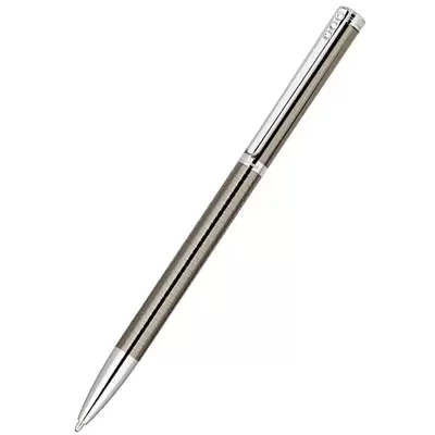 Ручка шариковая Delucci "Stella" синяя 1,0мм, корпус оружейный металл/серебро, подарочная упаковка