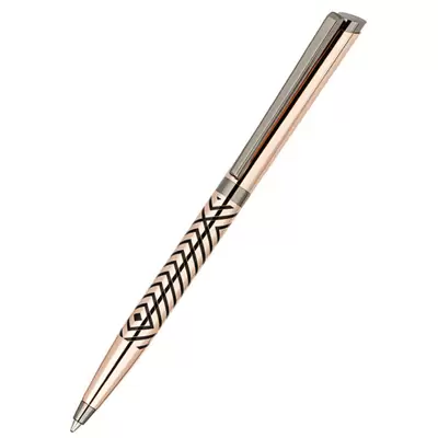 Ручка шариковая Delucci "Legato" синяя, 1,0мм, корпус медь/оружейный металл/гравировка