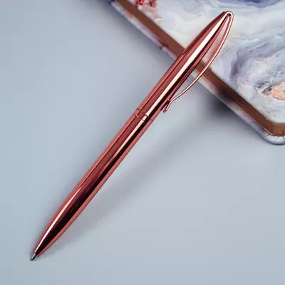Ручка шариковая автоматическая MESHU Rose gold 1,0мм, корпус розовое золото, синий