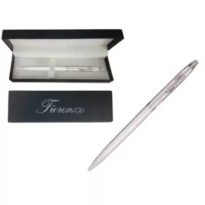 Ручка шариковая подарочная FIORENZO картонный футляр, корпус серебряный, синий