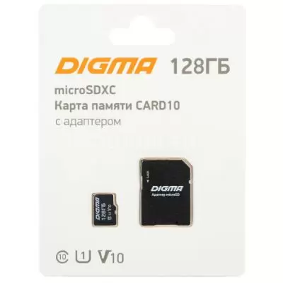 Карта памяти microSDXC UHS-I U1 Digma 128 ГБ, 90 МБ/с, Class 10, CARD10