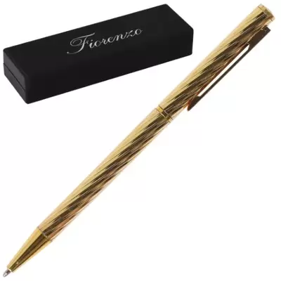 Ручка шариковая автоматическая FIORENZO 0,7мм, корпус золотой, подарочный футляр, синий
