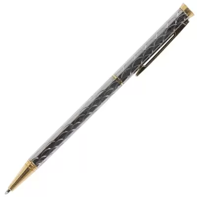 Ручка шариковая автоматическая FIORENZO 0,7мм, корпус серебро, подарочный футляр, синий