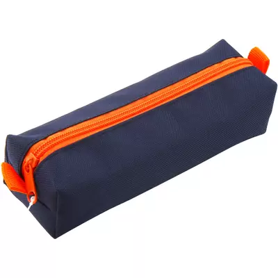 Пенал-косметичка КОКОС 190х60х50мм, темно-синий/оранжевый, ткань