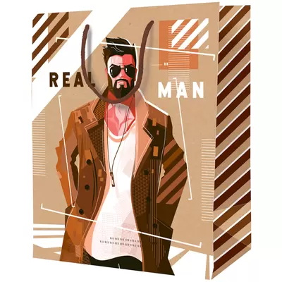 Пакет подарочный ARTSPACE.Real man 18х23х10см, крафт