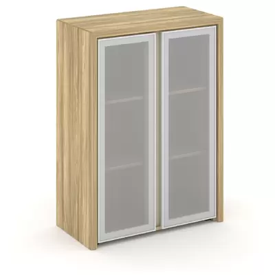 Шкаф для документов Corner COR.ST-2.4R, 900х450х1231, гикори песочный/ваниль/сатин стекло