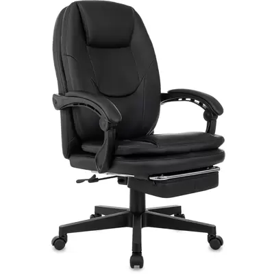 Кресло руководителя Бюрократ CH-868N-F/ BLACK-PU, пластик подст.для ног, экокожа черный