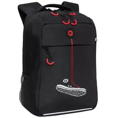 Рюкзак школьный GRIZZLY Черный-красный 26х39х19см