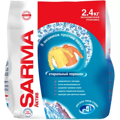 Порошок стиральный САРМА- Active Горная свежесть 2,4 кг универсал