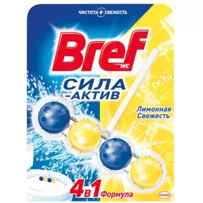 Блок гигиенический для унитаза BREF СИЛА-АКТИВ Лимонная свежесть 50г, в блистере