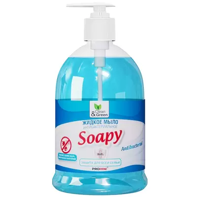 Мыло жидкое CLEAN GREEN Soapy антибактериальное 500 мл, с дозатором
