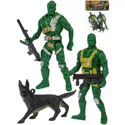 Игрушка СОЛДАТИКИ-1 солдатики 2шт, оружие, собака, в пакете