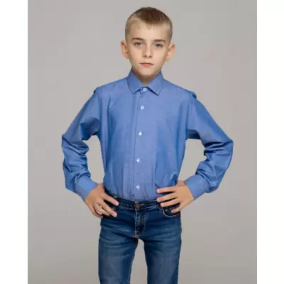 Сорочка для мальчика м.2,р-р 30,122-128, длинный рукав (голубая)