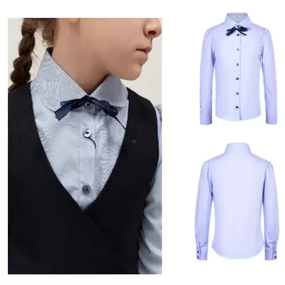 Блузка 1202-2206-00М 122 р-р с лентой-галстуком, белый