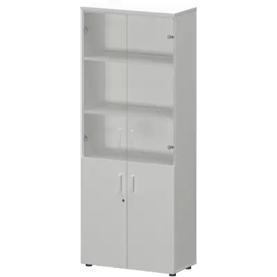 Шкаф для документов со стеклом СМАРТ СМШ-58ДС, 792х380х1990, белый/белый