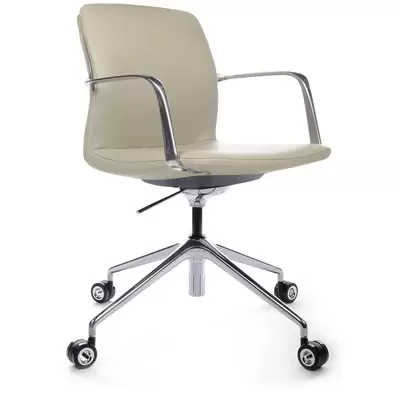 Кресло руководителя RV Design Plaza-M FK004-В12 натуральная кожа, светло-серое