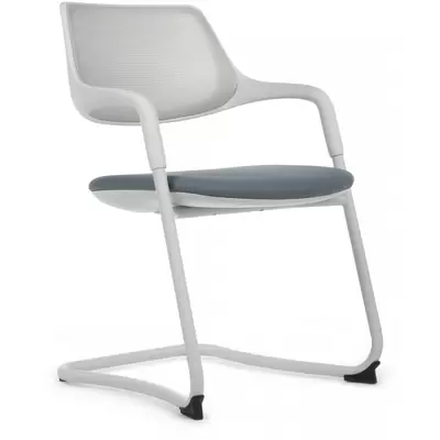 Кресло руководителя RV Design Scroll SF HY-813B ткань/сетка, белое/серое