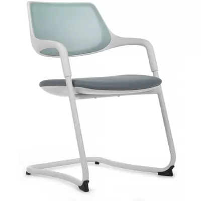Кресло руководителя RV Design Scroll SF HY-813B ткань/сетка, белое/голубое/серое