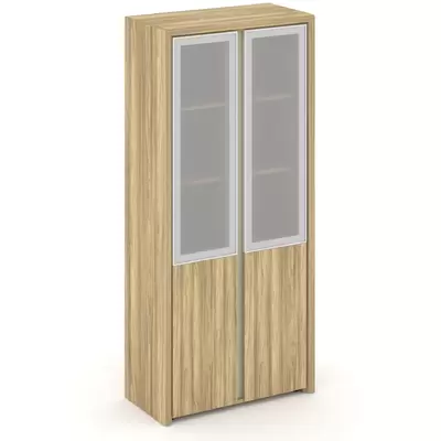 Шкаф для документов Corner COR.ST-1.2R, 900x450x2000, гикори песочный/ваниль/стекло сатин