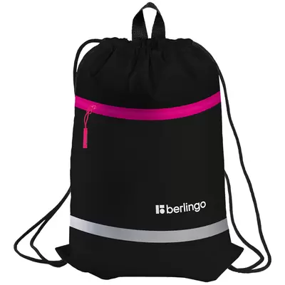 Сумка для сменной обуви BERLINGO Basic pink 36х46см, карман на молнии
