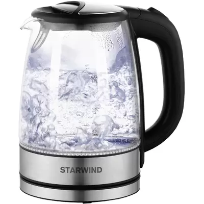 Чайник электрический Starwind SKG5210 1.7л. 2200Вт черный/серебристый (корпус: стекло)
