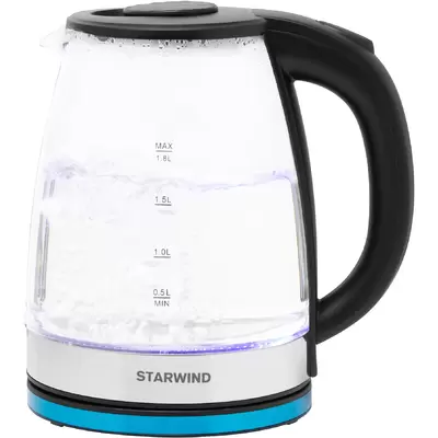 Чайник электрический Starwind SKG2050 1.8л. 1800Вт черный/серебристый (корпус: стекло)