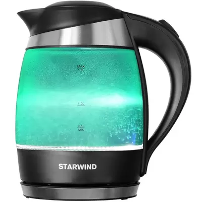 Чайник электрический Starwind SKG2219 1.8л. 2200Вт бирюзовый/черный (корпус: стекло)