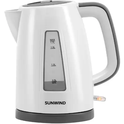 Чайник электрический SunWind SUN-K-30, 2200Вт, белый и серый