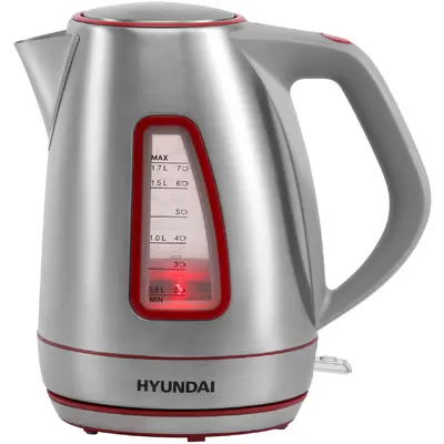 Чайник электрический Hyundai HYK-S3601 1.7л. 2000Вт серебристый/красный (корпуси нержавеющая сталь)