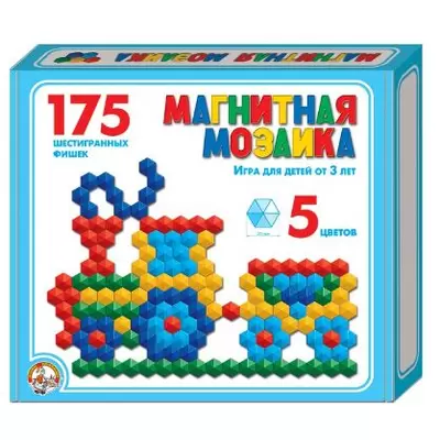 Мозаика магнитная шестигранная d=20мм, 5 цветов,175 элементов