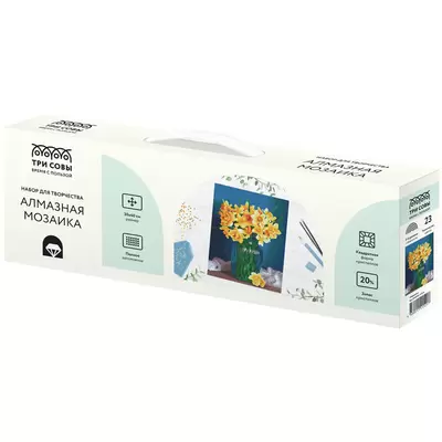 Алмазная мозаика ТРИ СОВЫ "Нарциссы", 30*40см, холст, картонная коробка с пластиковой ручкой