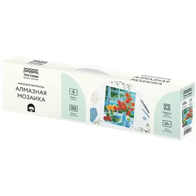 Алмазная мозаика ТРИ СОВЫ "Натюрморт с маками", 40*50см, холст, картонная коробка с пластиковой ручк