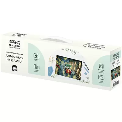 Алмазная мозаика ТРИ СОВЫ "Трамвай", 30*40см, холст, картонная коробка с пластиковой ручкой