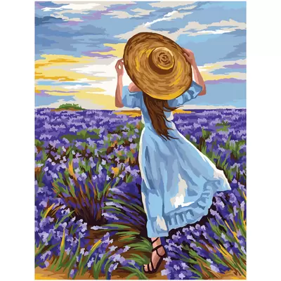 Картина по номерам на холсте ТРИ СОВЫ Девушка в шляпе 50х40, с акриловыми красками и кистями