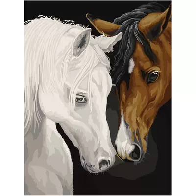 Картина по номерам на холсте ТРИ СОВЫ Лошади 40х30, с акриловыми красками и кистями