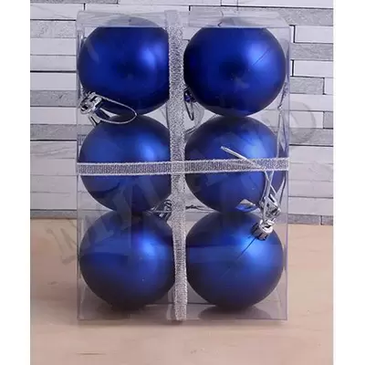 Набор новогодних шаров СИНИЙ БАРХАТ 6см 6шт матовые, синий