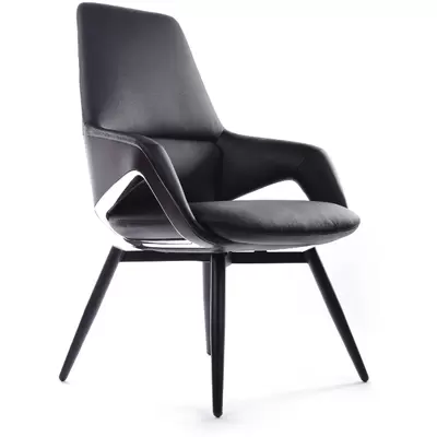Кресло руководителя RV Design Aura-ST FK005-С натуральная кожа, черное